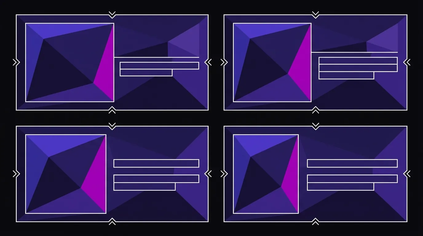 Four card components at different widths each adapting their internal layout independently, illustrating container-query-driven design systems