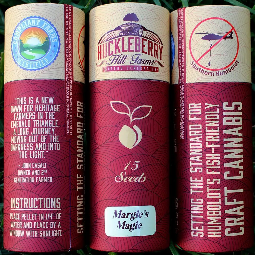 Huckleberry Hill Farms seed tube packaging from all sides