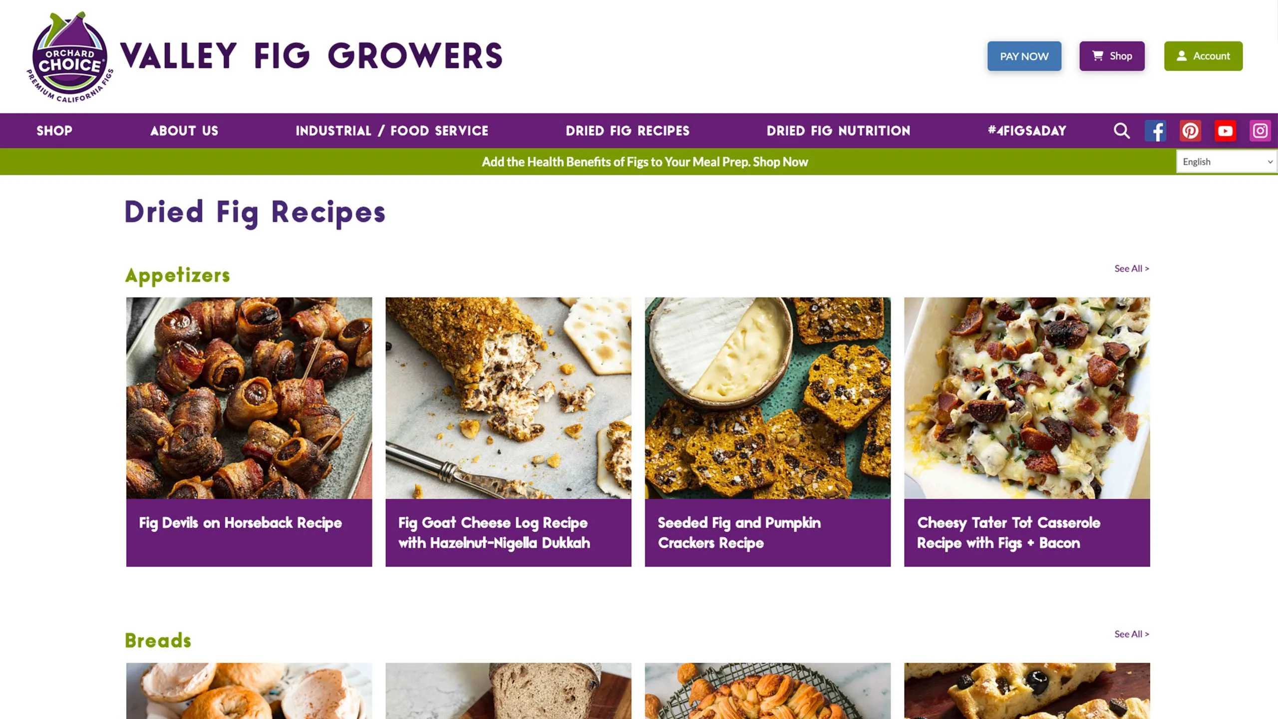 Valley Fig Growers recipes page