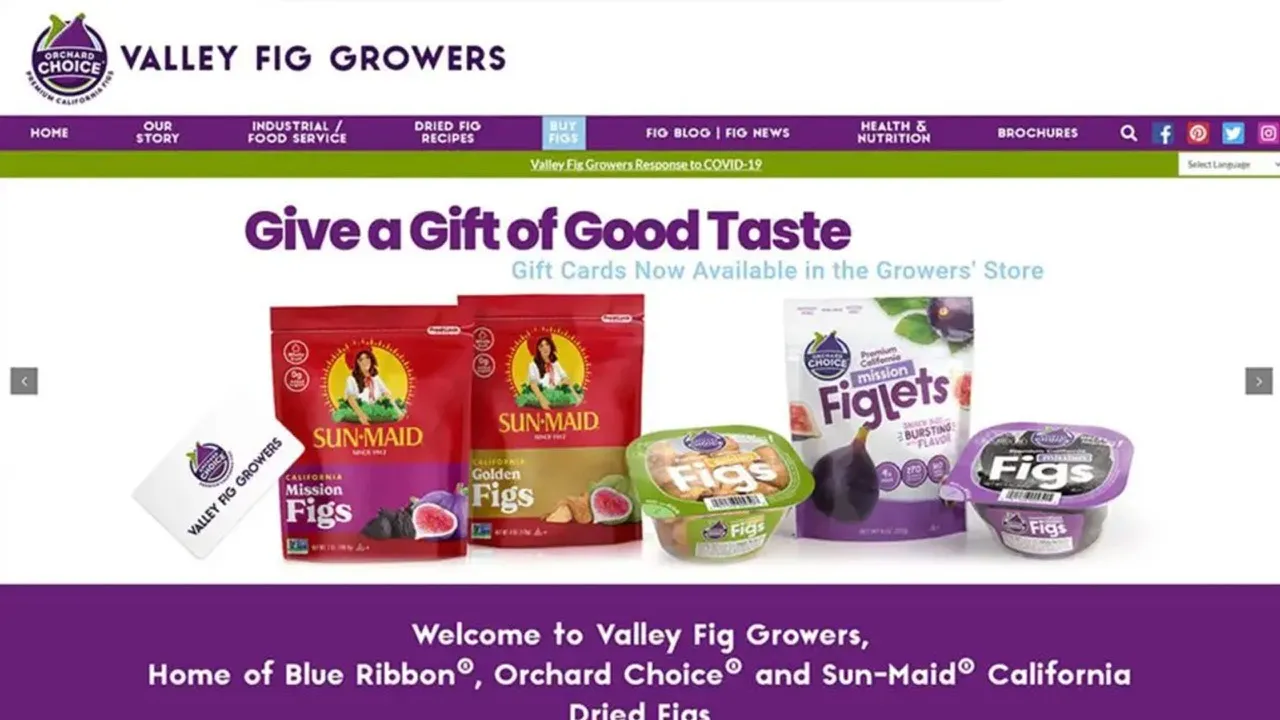 The redesigned Valley Fig Growers website