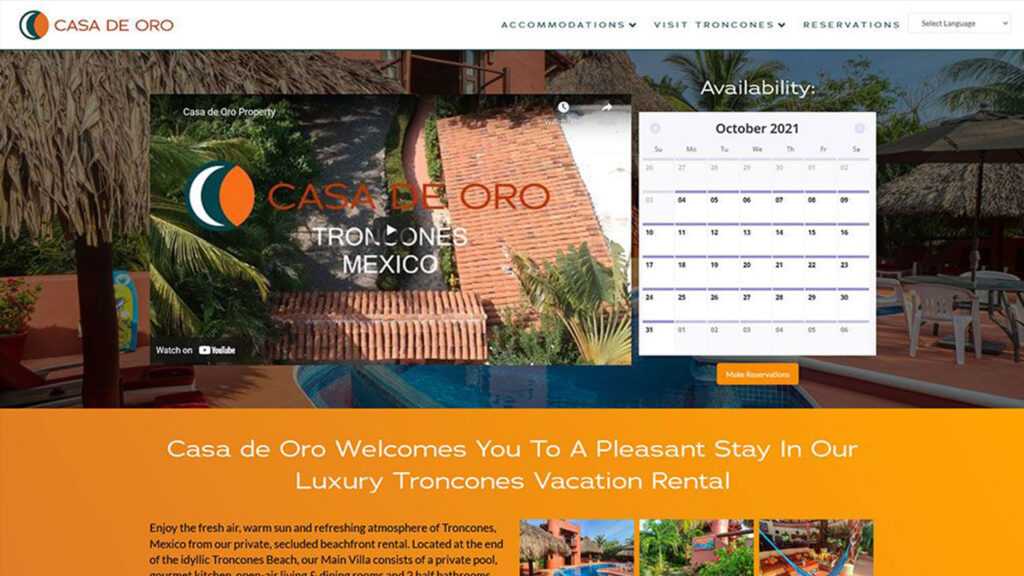 casa de oro troncones website design and development