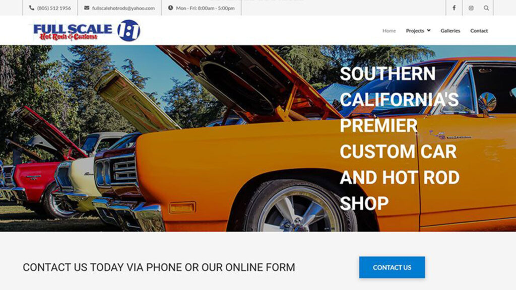 full scale hot rods website design and development