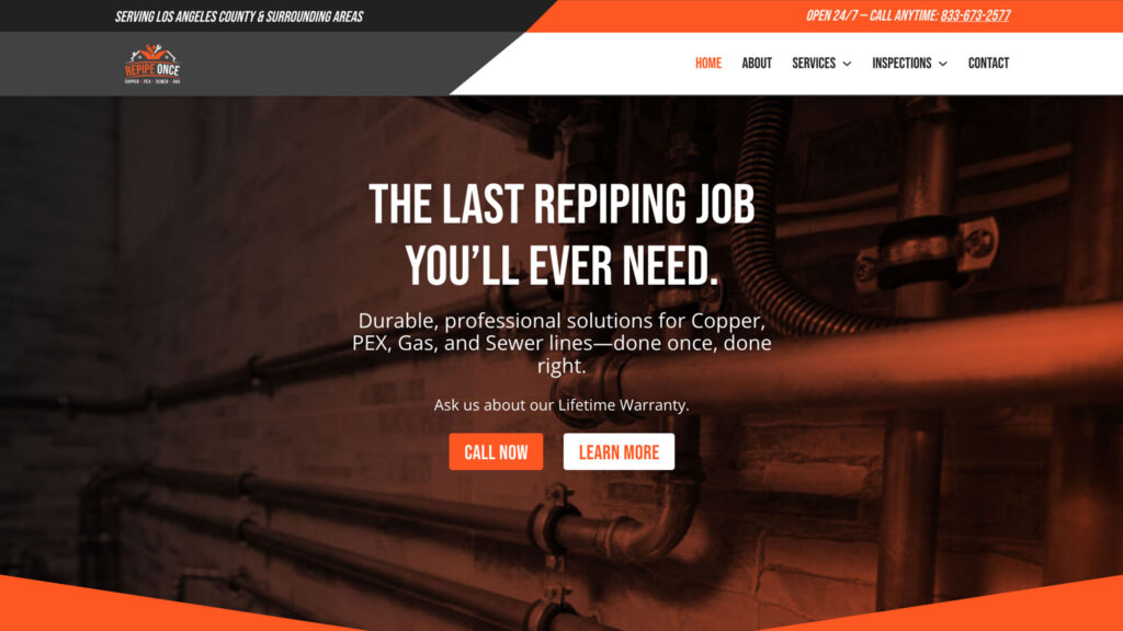Repipe Once website design