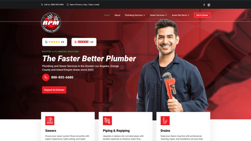RPM Plumbers website design