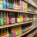 A crowded retail shelf showing multiple product packages competing for shopper attention, illustrating why strong packaging design is essential for small brands